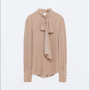 Blush Blouse with Neck Tie